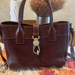 Dooney & Bourke Rich Brown Satchel with Gold Hardware
